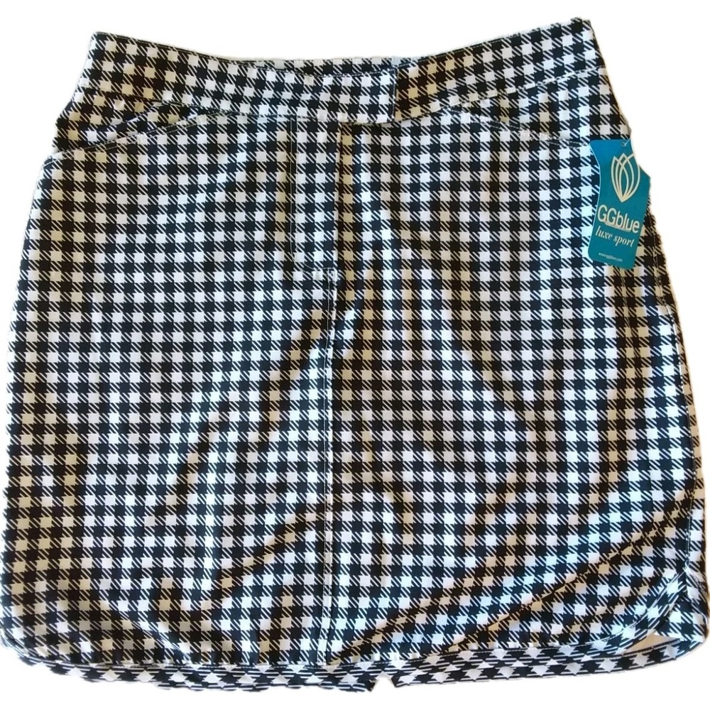 GGblue Luxe Sport Golf SKORT Women Size 6 GINGHAM Zip Front Pockets New